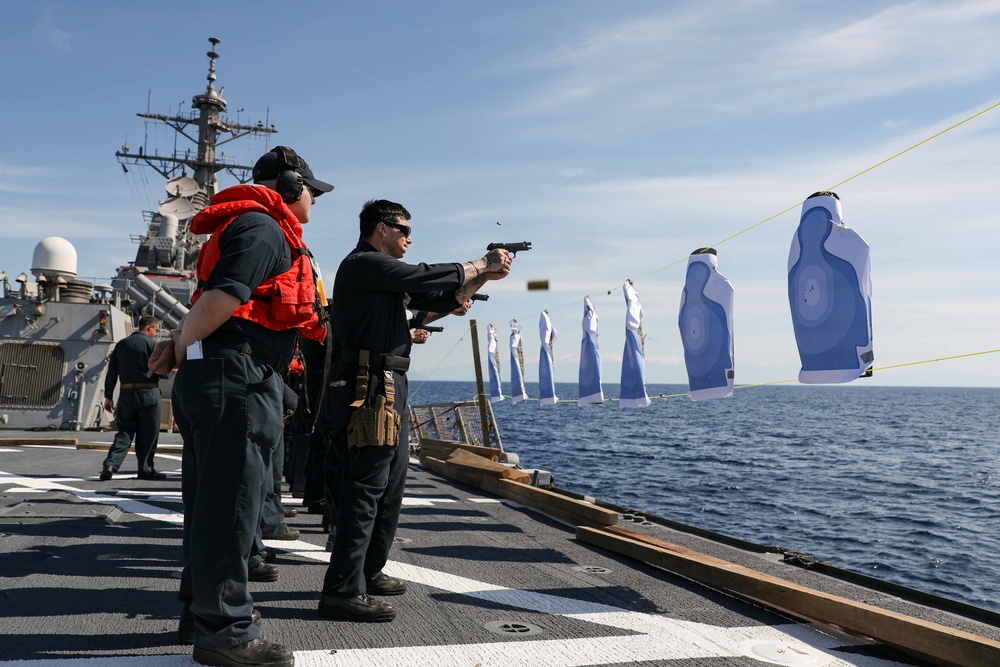 USS Ross holds small arms shoot