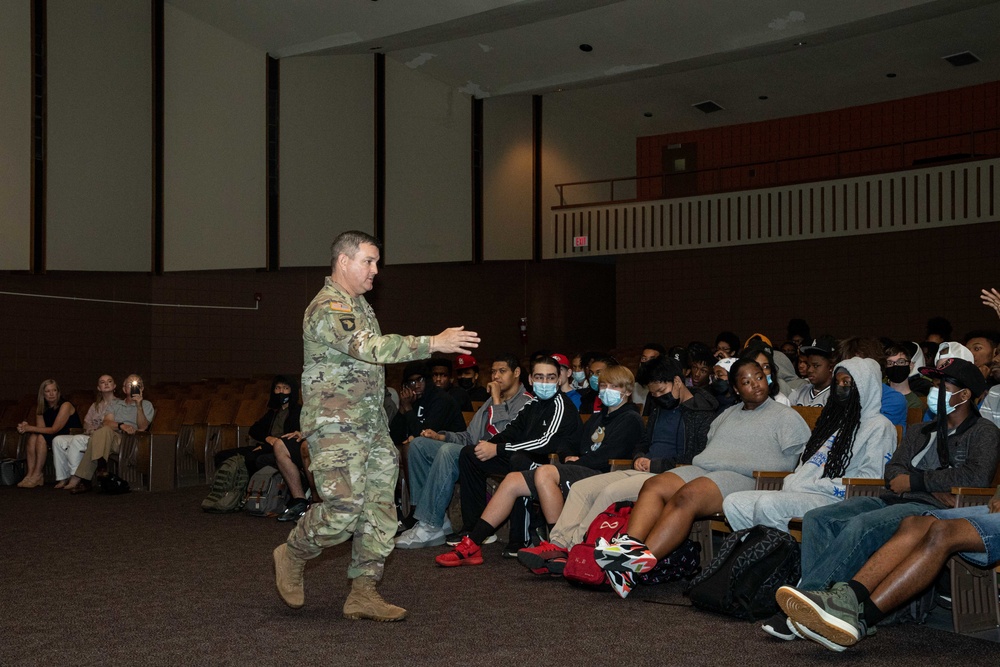 CW5 Myke Lewis, Chief Warrant Officer of Aviation Branch, T.W. Andrews High School!