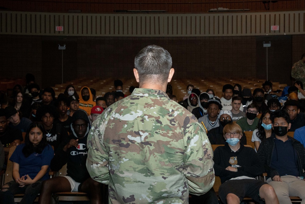 CW5 Myke Lewis, Chief Warrant Officer of Aviation Branch, T.W. Andrews High School!