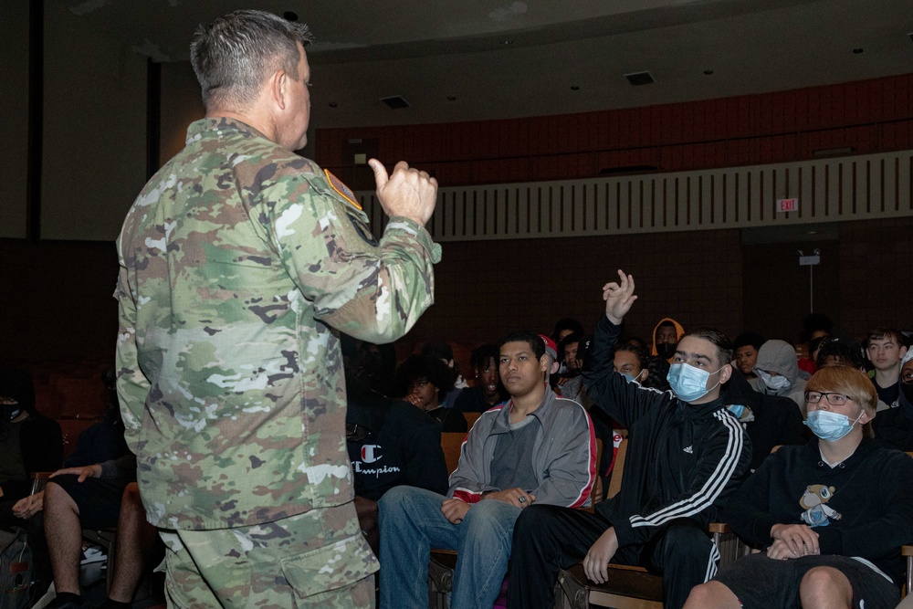 CW5 Myke Lewis, Chief Warrant Officer of Aviation Branch, T.W. Andrews High School!