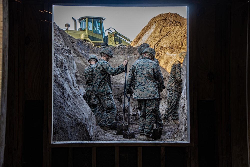 Engineer Support Company constructs underground bunkers during field exercise