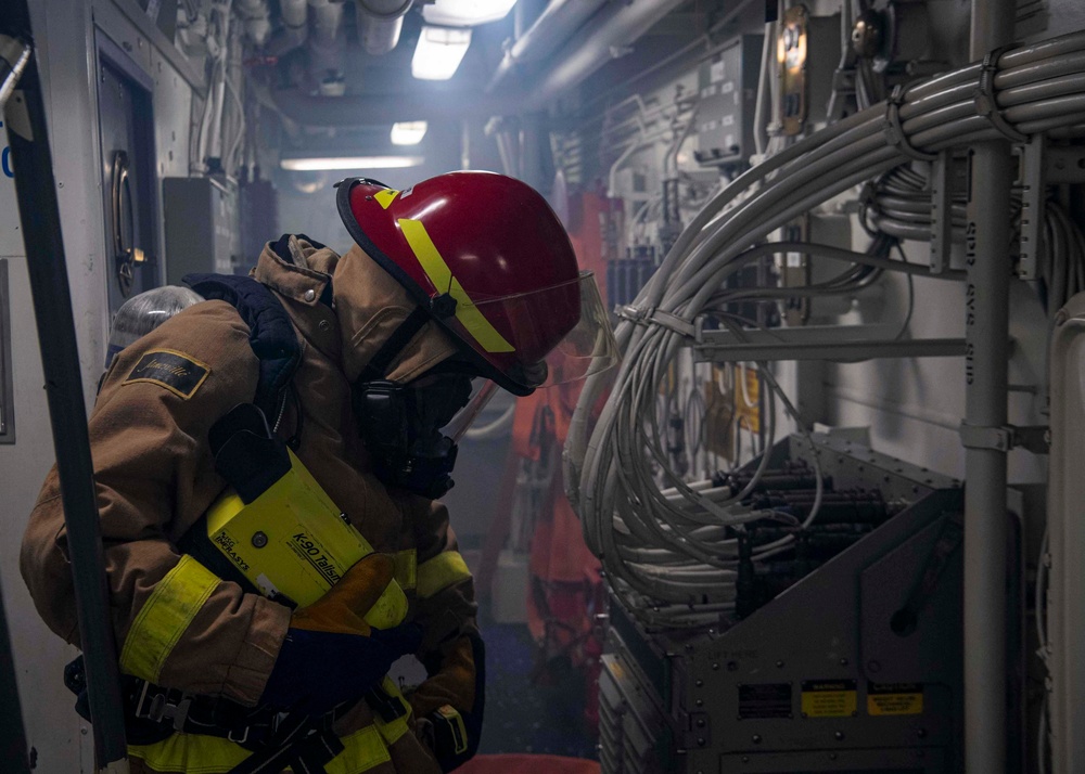 Gridley conducts a firefighting drill