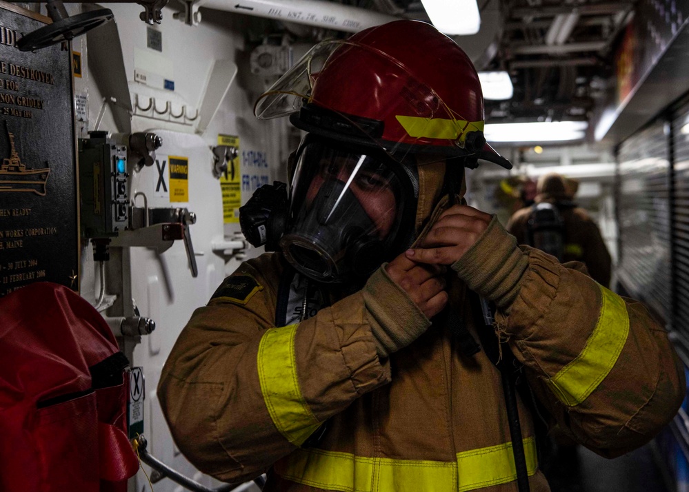 Gridley conducts a firefighting drill