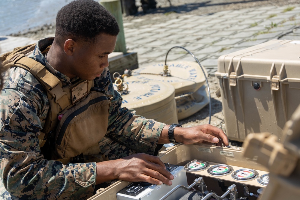 U.S. Marines produce potable water using a Platoon Water Purification System