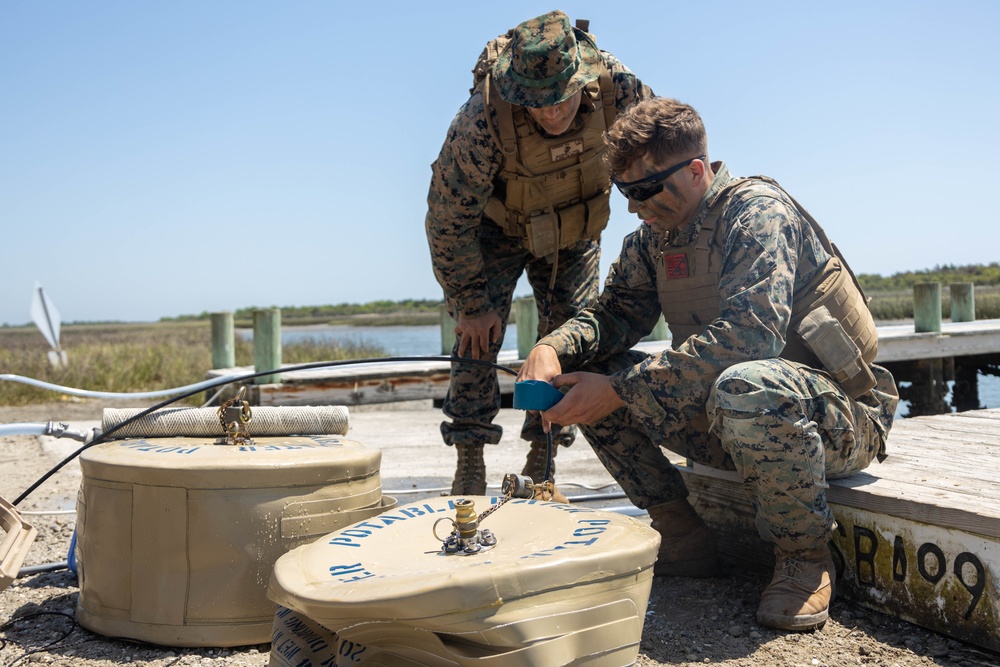 U.S. Marines produce potable water using a Platoon Water Purification System