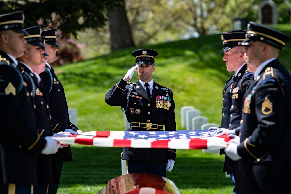Military Funeral Honors with Funeral Escort are Conducted for U.S. Army Sgt. Elwood M. Truslow in Section 33