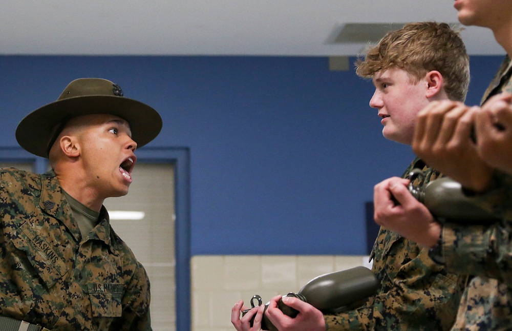 Sam Short earns the title Marine during his Make A Wish visit to Parris Island