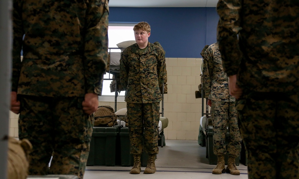 Sam Short earns the title Marine during his Make A Wish visit to Parris Island