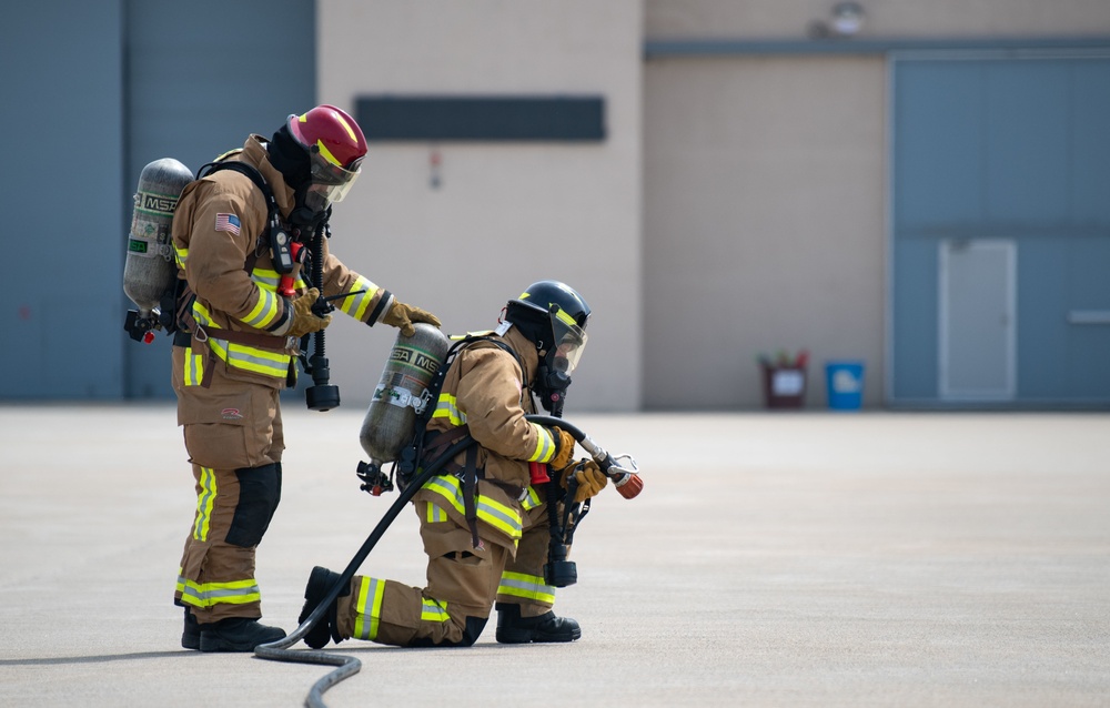 ROKAF; 8th CES Fire Fighters respond to simulated flightline emergency