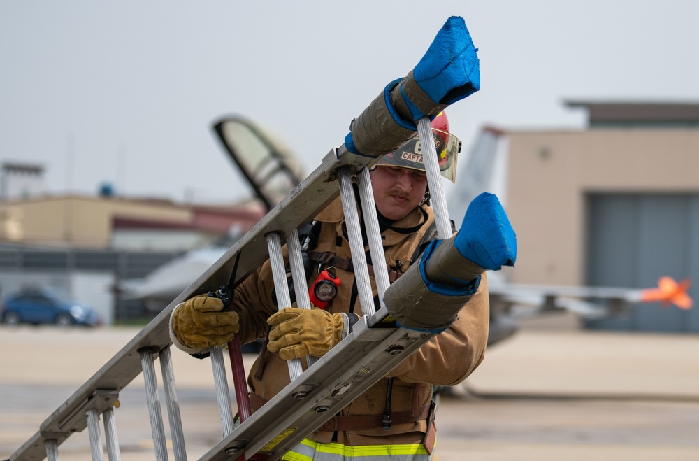 ROKAF; 8th CES Fire Fighters respond to simulated flightline emergency