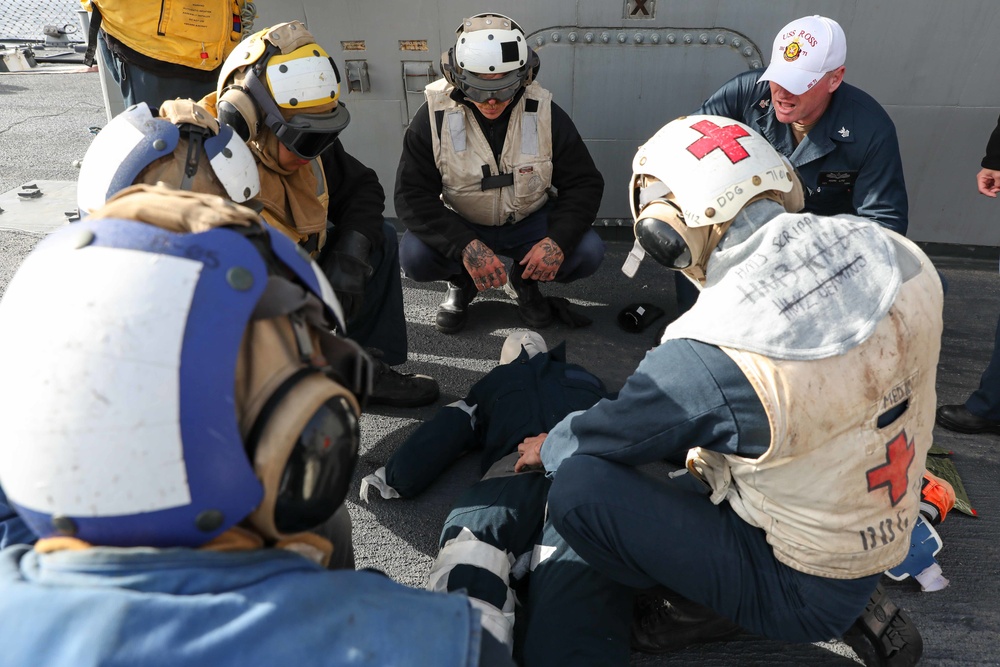 USS Ross conducts final battle drill