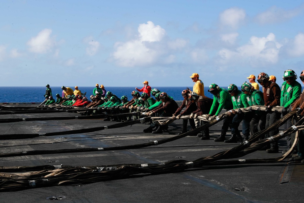 Abraham Lincoln conducts flight deck drills