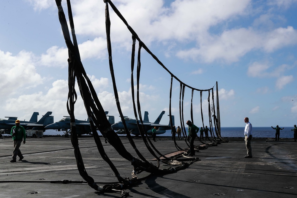 Abraham Lincoln conducts flight deck drills