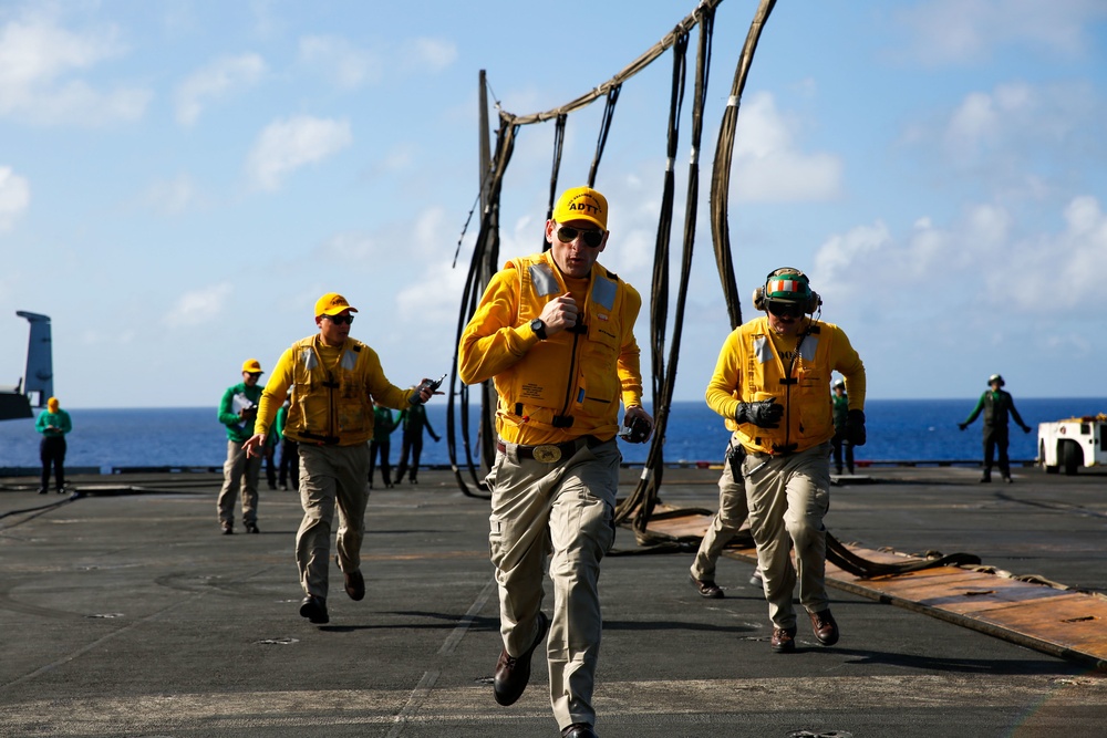 Abraham Lincoln conducts flight deck drills