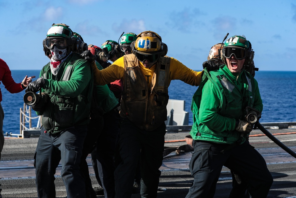 Abraham Lincoln conducts flight deck drills