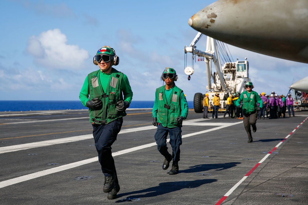 Abraham Lincoln conducts flight deck drills