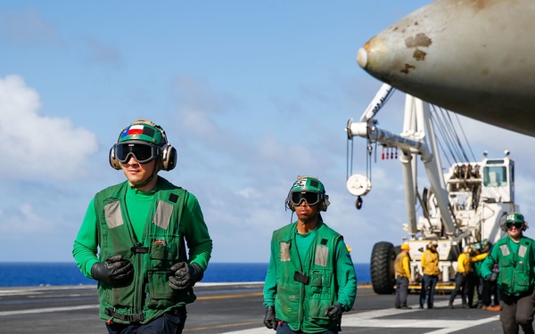 Abraham Lincoln conducts flight deck drills