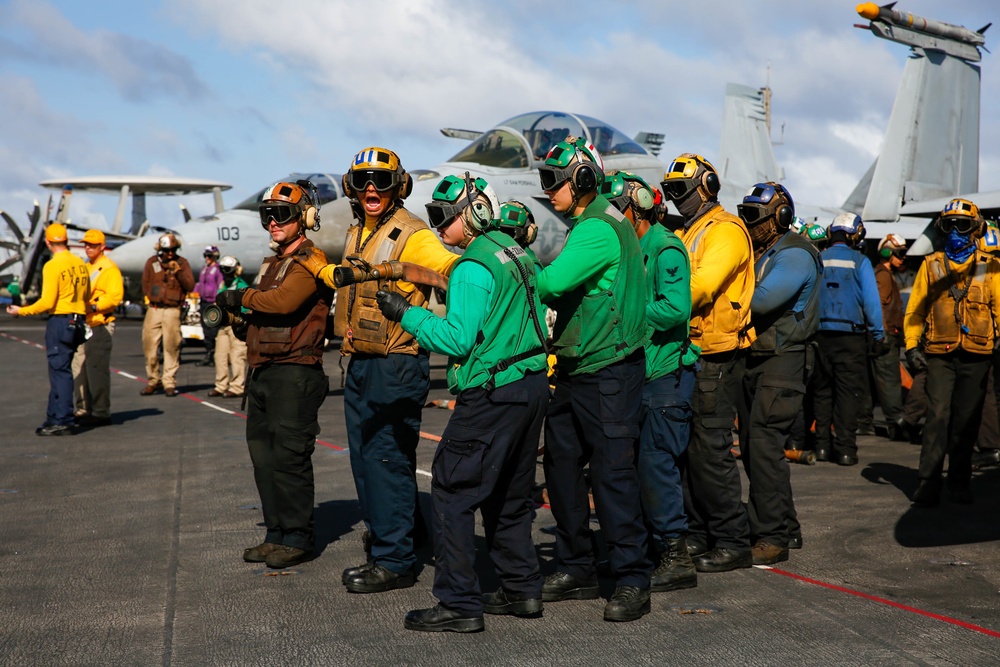 Abraham Lincoln conducts flight deck drills