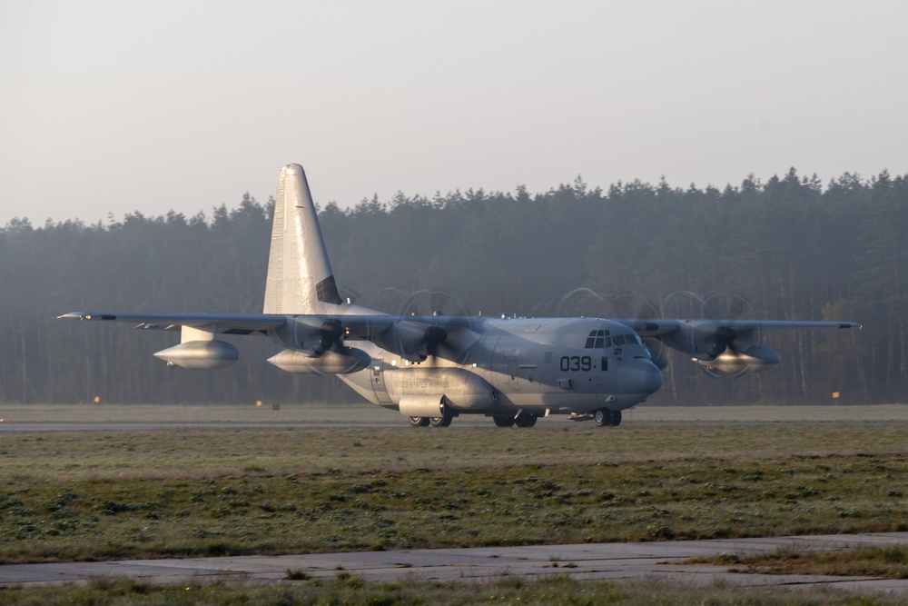 VMGR-252's KC-130J Super Hercules takes off in Poland