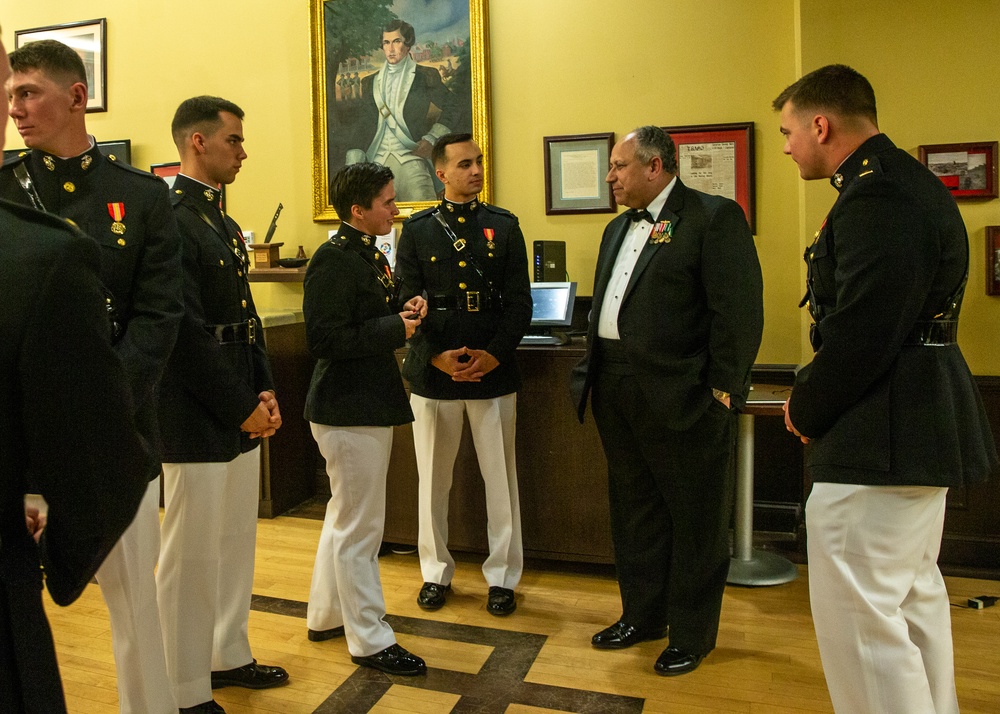 Secretary of the Navy motivates newly commissioned Marine Corps officers at mess night