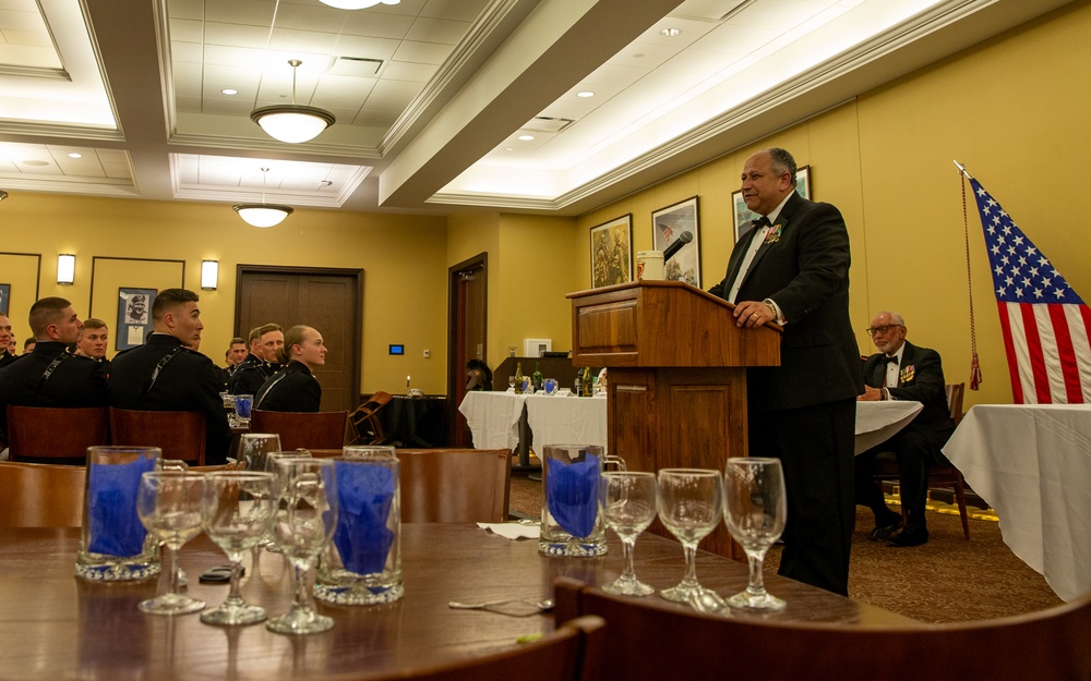 Secretary of the Navy motivates newly commissioned Marine Corps officers at mess night