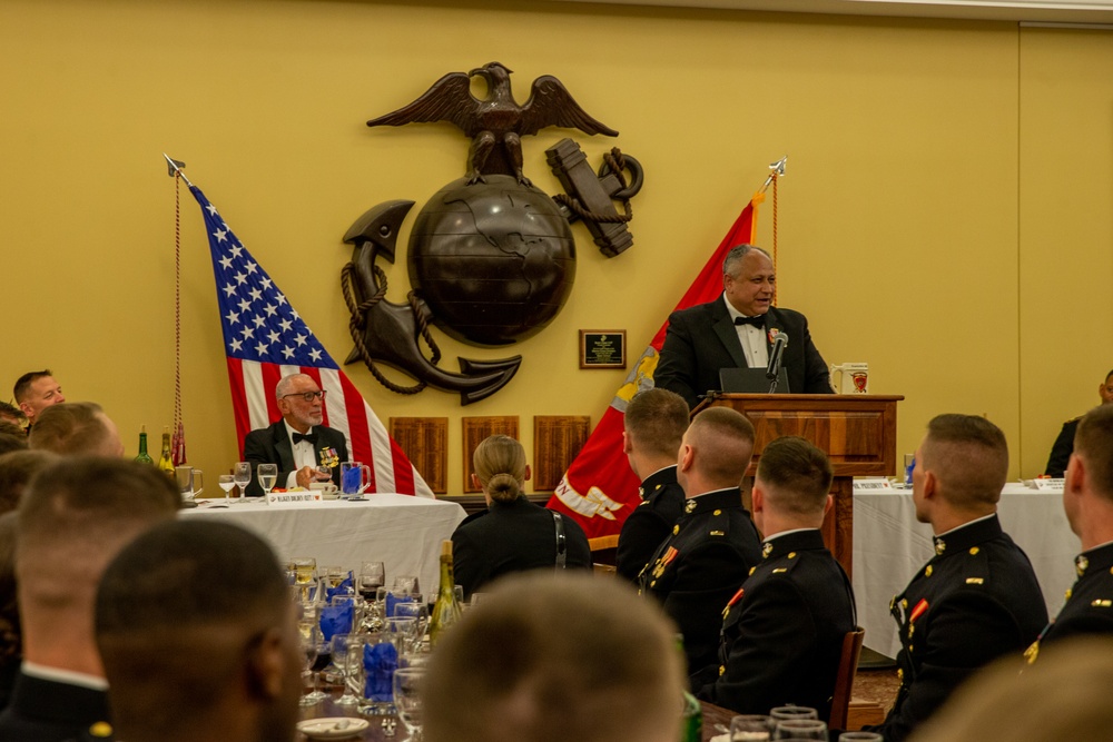 Secretary of the Navy motivates newly commissioned Marine Corps officers at mess night