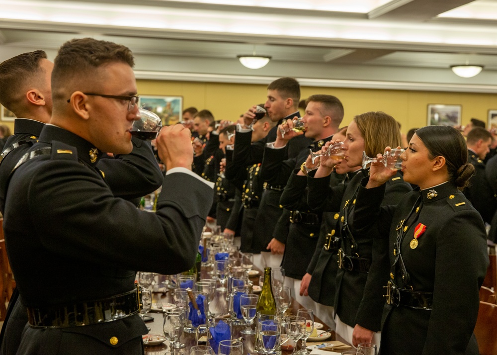 Secretary of the Navy motivates newly commissioned Marine Corps officers at mess night