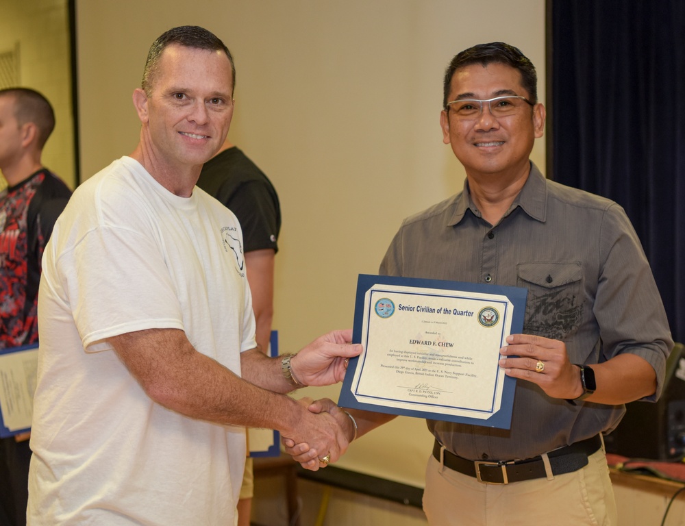 NSF Diego Garcia Awards at Quarters - April