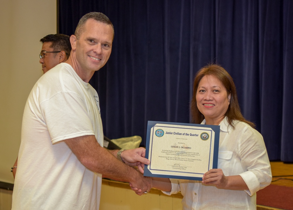 NSF Diego Garcia Awards at Quarters - April