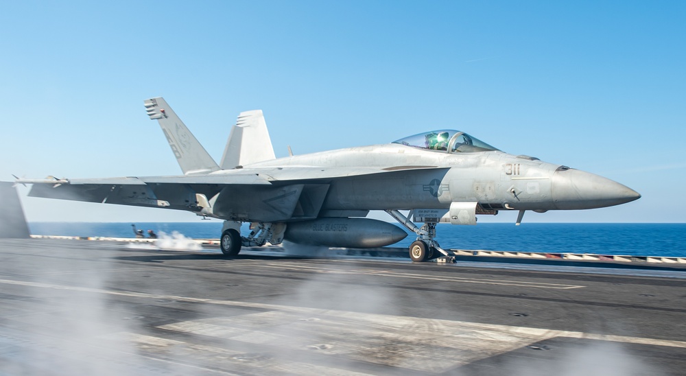 The Harry S. Truman Carrier Strike Group is on a scheduled deployment in the U.S. Sixth Fleet area of operations in support of naval operations to maintain maritime stability and security.