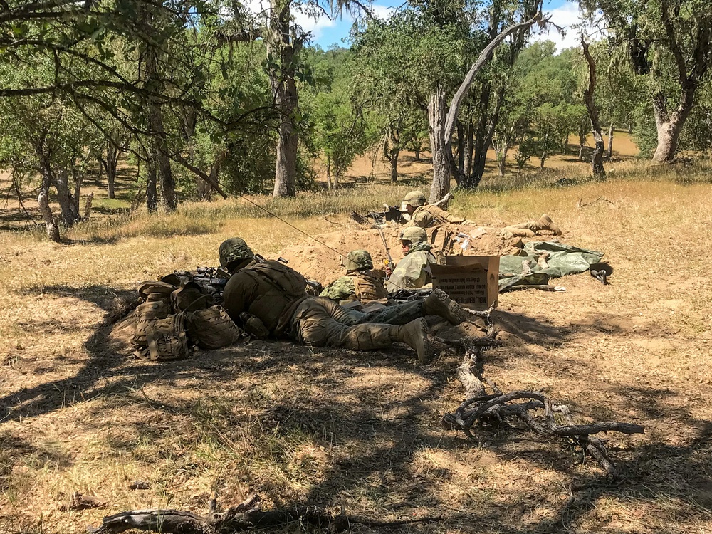 US Navy Seabees with NMCB-5 Man Fighting Positions During Squad Leader Field Training