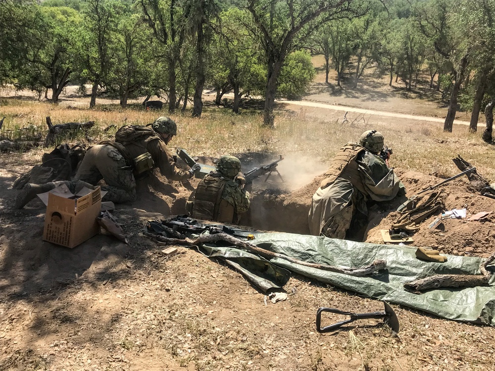 US Navy Seabees with NMCB-5 Man Fighting Positions During Squad Leader Field Training