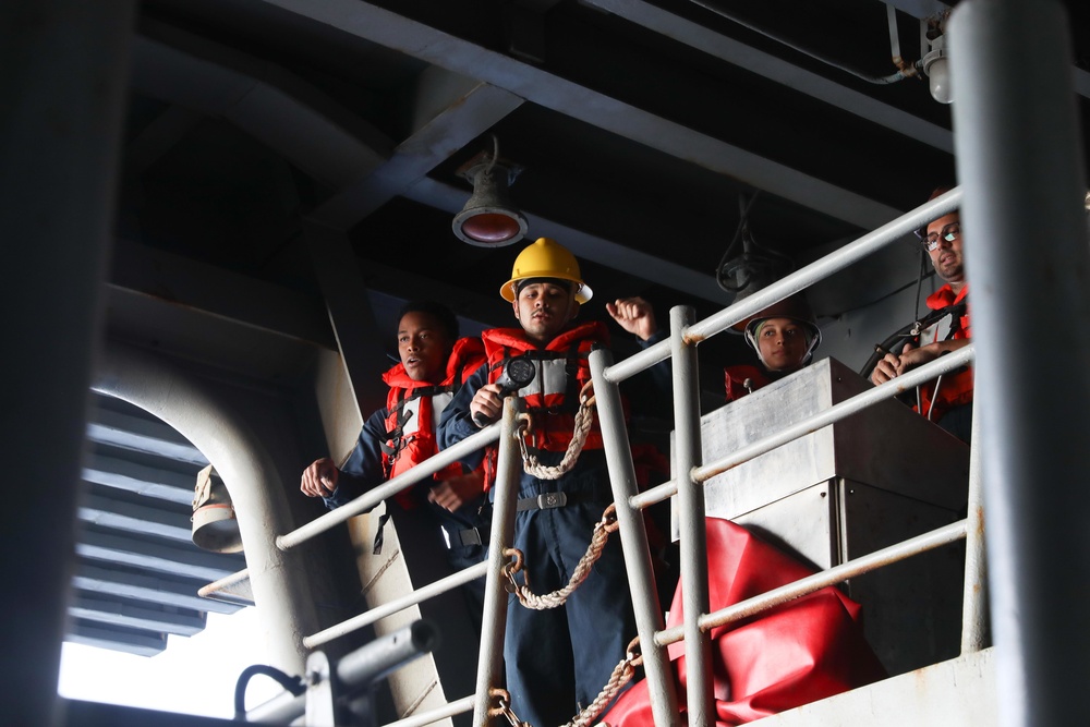 Abraham Lincoln mans the starboard boat deck