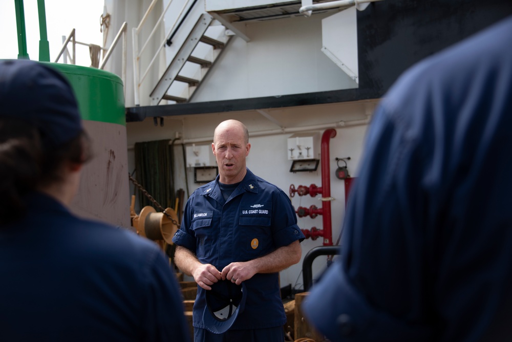 Master Chief Petty Officer of Coast Guard Reserve Visits USCGC William Tate