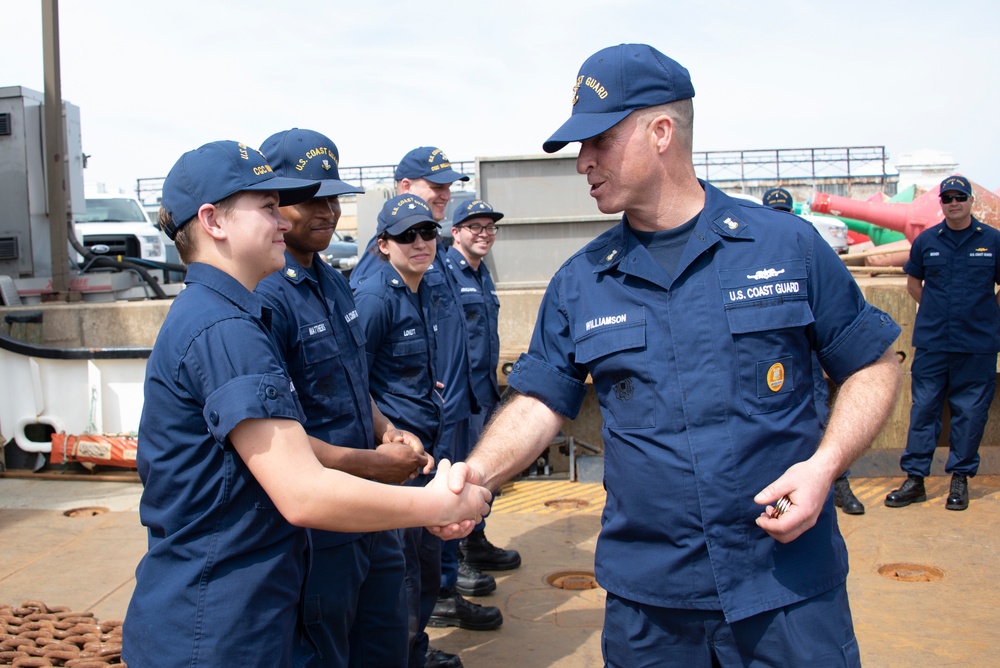 Master Chief Petty Officer of Coast Guard Reserve Visits USCGC William Tate