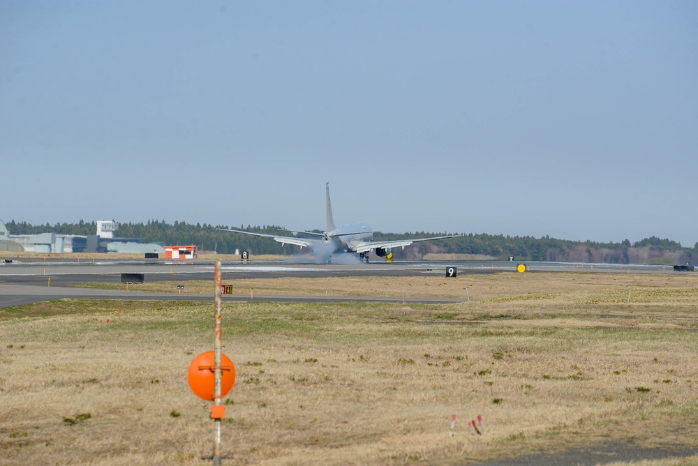 Fighting Tiger P-8A Practices Touch and Goes at Misawa AFB