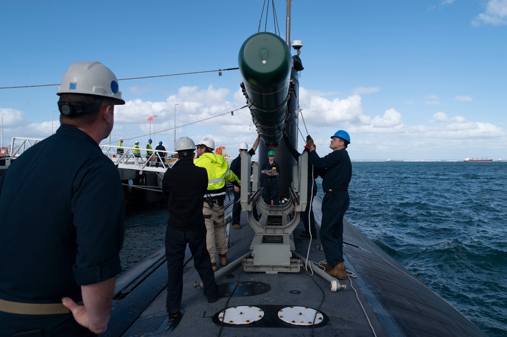 USS Springfield Conducts Weapons Handling Exercise with Harpoon Inert Training Shape