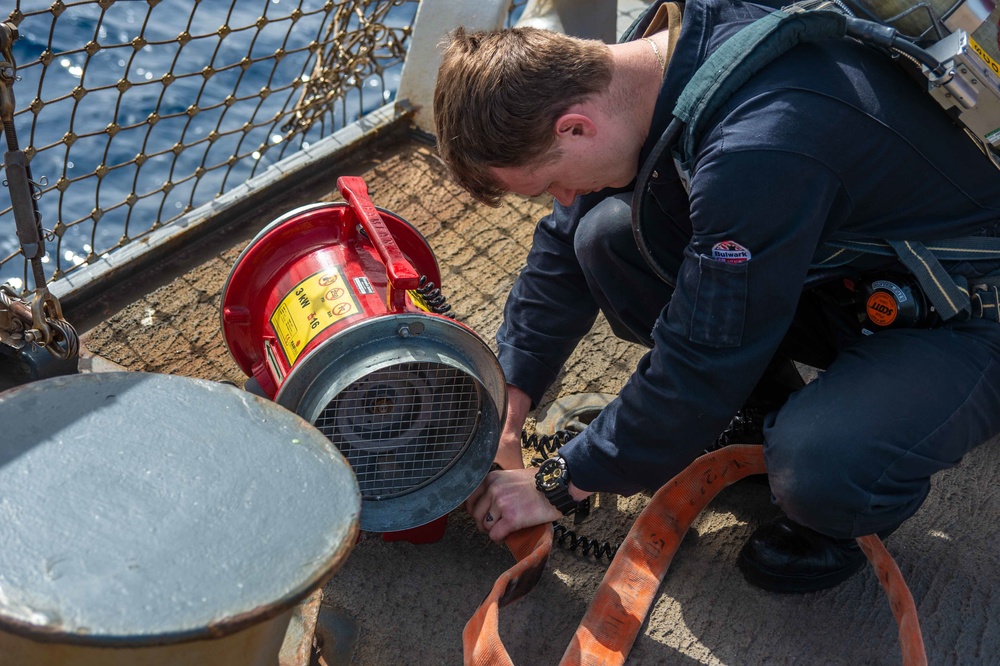 USS Jason Dunham (DDG 109) Conducts An At-Sea Fire Party Drill