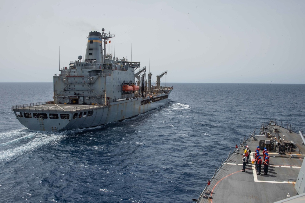 USS Jason Dunham (DDG 109) Conducts Replenishment-at-Sea With USNS Laramie (T-AO-203)