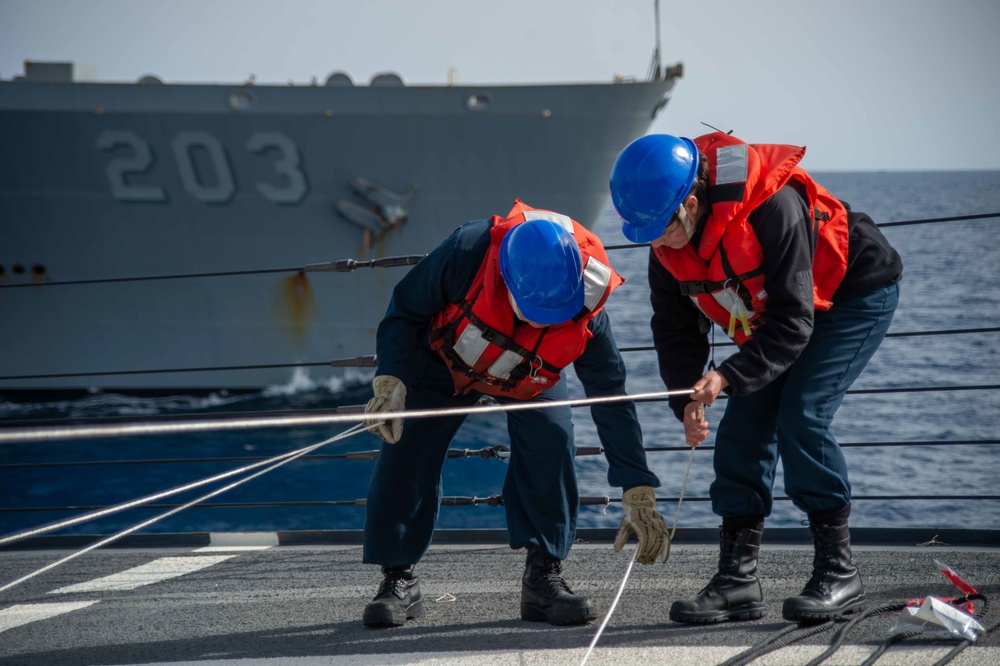 USS Jason Dunham (DDG 109) Conducts Replenishment-at-Sea With USNS Laramie (T-AO-203)