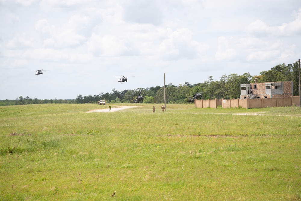 Black Hawks Land to Drop Troops for a Mission