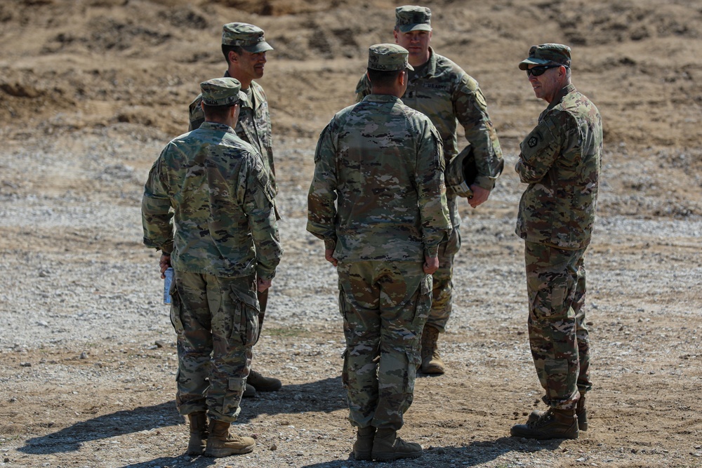 Polish and U.S. Soldiers Watch a Combined Arms Breach During Abrams Operation Summit