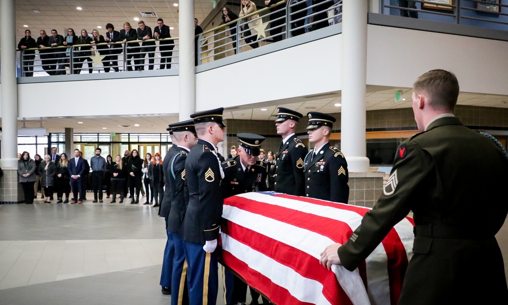 Iowa Honor Guard gives memorial demonstration to mortuary affairs students