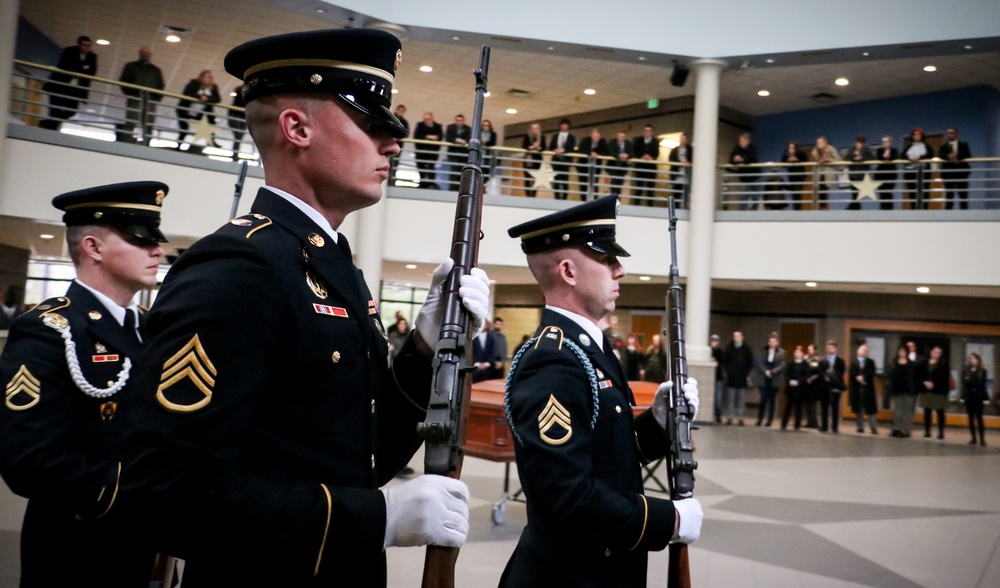 Iowa Honor Guard gives memorial demonstration to mortuary affairs students