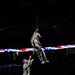 Indiana Guardsman rappels during Indy Fuel game