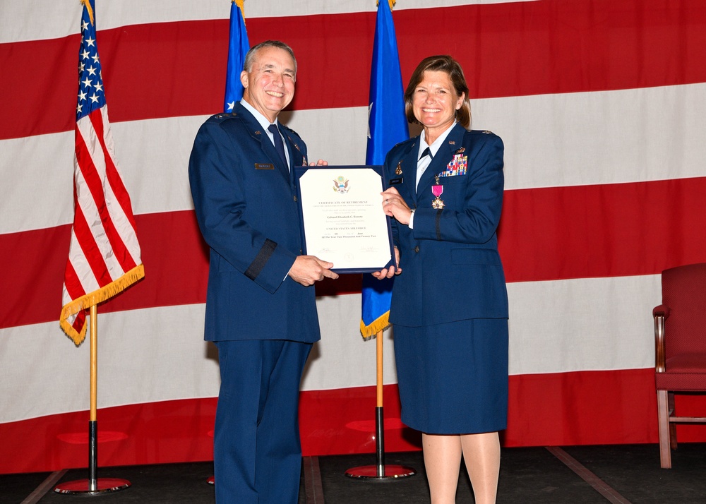 Major General Breazeale presents Col. Kwasny with Certificate of Retirement during retirement ceremony