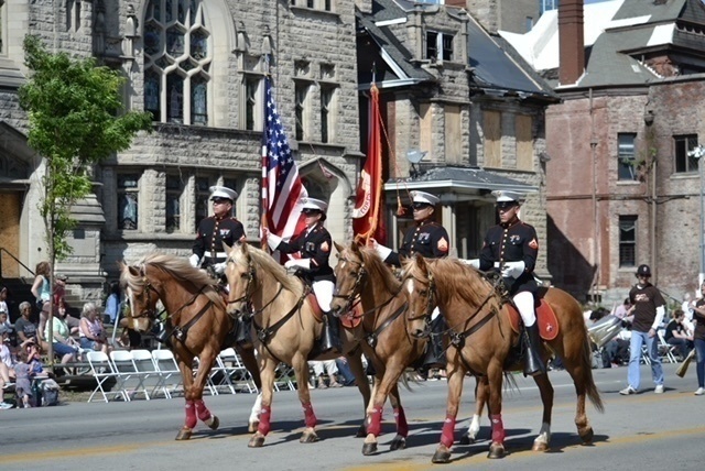 USMC Mounted Color Guard a fan favorite at Pegasus Parade