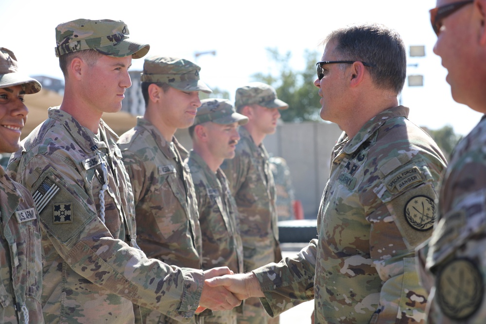 U.S. Soldiers assigned to CJTF-OIR are awarded the German Armed Forces Badge of Marksmanship at Union III ceremony