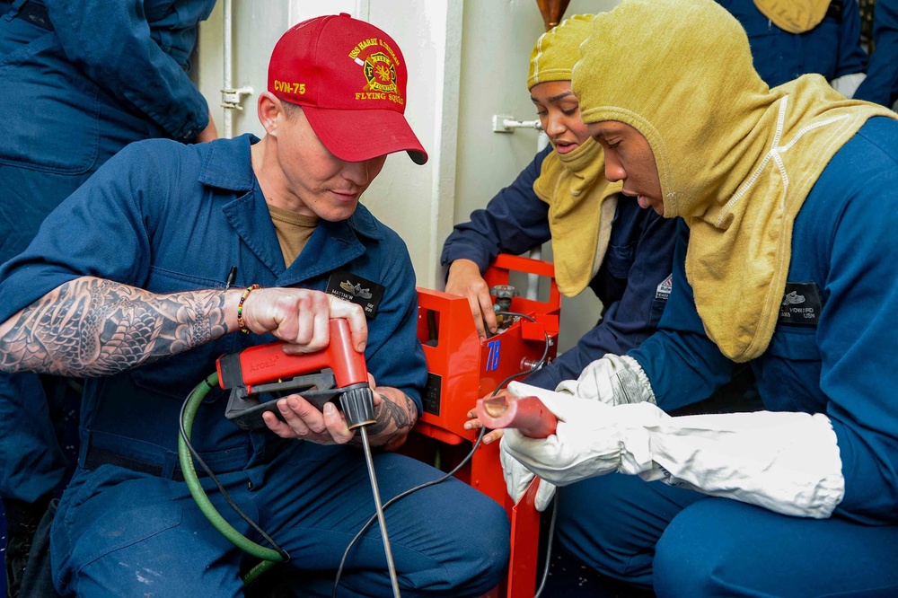 The Harry S. Truman Carrier Strike Group is on a scheduled deployment in the U.S. Sixth Fleet area of operations in support of naval operations to maintain maritime stability and security.