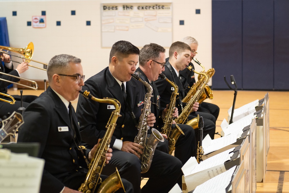 U.S. Navy Band Commodores perform at Cardinal Forest Elementary School